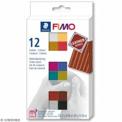 De gros ❤️ Coffret Pâte Fimo Effet Cuir - 12 X 25 G 🛒