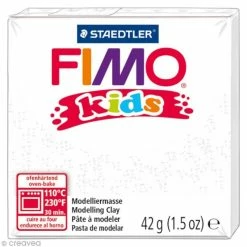 Remise 🤩 Pâte Fimo Kids Blanc Pailleté 052 - 42 Gr 😉