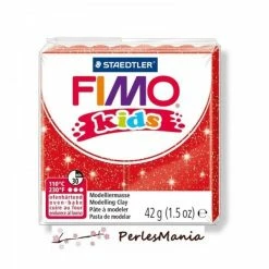 Meilleur prix ⌛ Perlesmania 1 PAIN PATE FIMO KIDS ROUGE A PAILLETTE 42gr REF 8030-212 ✨