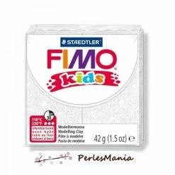 Acheter ❤️ Perlesmania 1 PAIN PATE FIMO KIDS BLANC A PAILLETTE 42gr REF 8030-052 ⌛