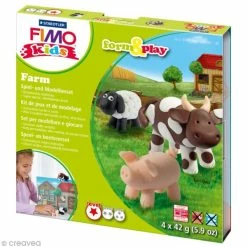 Tout neuf ⭐ Kit Pâte Fimo Kids - Animaux De La Ferme - Niveau Facile 🎁