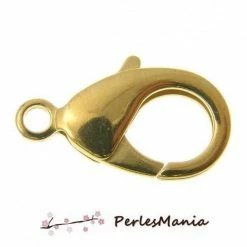Grosses soldes 🛒 Perlesmania Pate Cernit HR050117 PAX 10 Fermoirs Mousquetons 11mm Acier Inoxydable 304 Finition DORE 24KT 🛒
