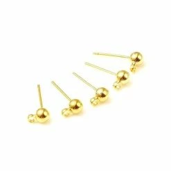 Promo 🔥 Perlesmania Pate Cernit PS11000410 PAX 4 Boucle D'oreille - Puce Bille 5 Mm - Avec Attache - Cuivre - Plaqué Or Gold Filled 👏