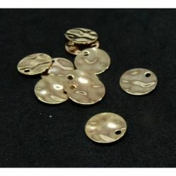 Vente flash 💯 Perlesmania Pate Cernit HQ73517G PAX 10 Pendentifs, Médaillon Style Martelé 10mml En Laiton Finition Doré 18KT Pour Création 🛒