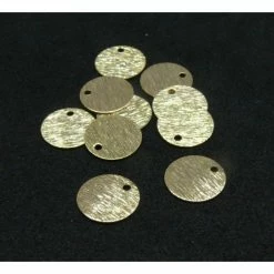 Promo 🤩 Perlesmania Pate Cernit HY00306FG PAX 6 Pendentifs, Médaillon Style Striée 8 Mm En Laiton Finition Doré 24KT Pour Création D ⌛