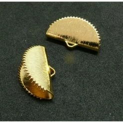 Tout neuf 🔔 Perlesmania Pate Cernit PS110109888 PAX 2 Embouts, Attache Ruban, Serre Fils, Demi Cercle 20 Mm, Cuivre Plaqué Or 18KT 🌟