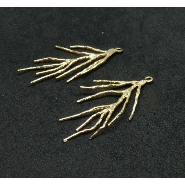 Nouveau ✔️ Perlesmania Pate Cernit HT03506 PAX 2 Pendentifs, Branche, Corail En Laiton Finition Doré 18KT Pour Création De Bijoux Raffi ✨ 3 Nouveau ✔️ Perlesmania Pate Cernit HT03506 PAX 2 Pendentifs, Branche, Corail En Laiton Finition Doré 18KT Pour Création De Bijoux Raffi ✨