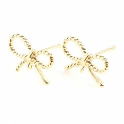 Tout neuf 👏 Perlesmania Pate Cernit PS11789270 PAX 2 Supports Boucle D'oreille Puce Forme Noeud Cuivre Doré 18KT Avec Embouts Poussoirs 🤩