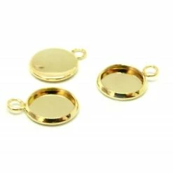 Nouveau 🧨 Perlesmania Pate Cernit HZ03001IG PAX 10 Supports De Pendentif 10 Mm Acier Inoxydable 304 Finition Doré 18KT ✨