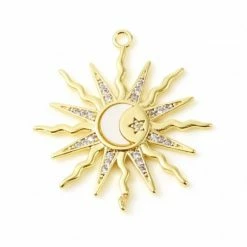 Tout neuf 🔥 Perlesmania Pate Cernit PS11000527 PAX 1 Pendentif Soleil 24 Mm, Cuivre Plaqué OR 18KT Et Nacre ❤️