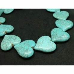 Tout neuf 💯 Perlesmania Pate Cernit Lot De 2 Perle Pendentifs Howlite Cœur 35mm Coloris Turquoise 💯