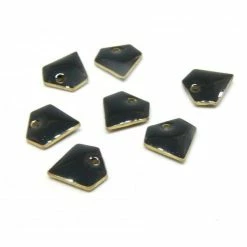 Promo 🔔 Perlesmania Pate Cernit AE100 PAX 2 Pendentifs Sequins émaillés Forme Diamant 10 Mm Base Doré Coloris Noir ⭐