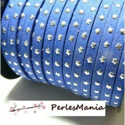 Grosses soldes 😍 Perlesmania Pate Cernit 1 Rouleau De 18 Mètres De Suédine à ETOILES Rivets Argentées BLEU ELECTRIQUE H606, 5 Par 2mm, DIY 🎉