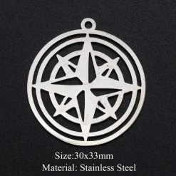 Coupon 😀 Perlesmania Pate Cernit BU11220401112900 NO 11 PAX 1 Breloque Médaille - Boussole 30 Mm - Argenté En Acier Inoxydable 201 - 🎉