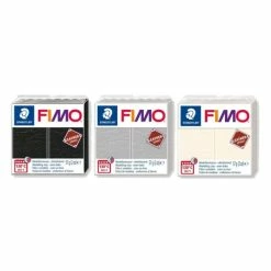 Le moins cher 🤩 Graine Créative Pate Fimo 3 Pâtes Polymères Effet Cuir - Ivoire-Gris-Noir ⭐