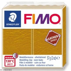 Remise 😀 Pâte Fimo Effet Cuir Ocre - 57 G ✨
